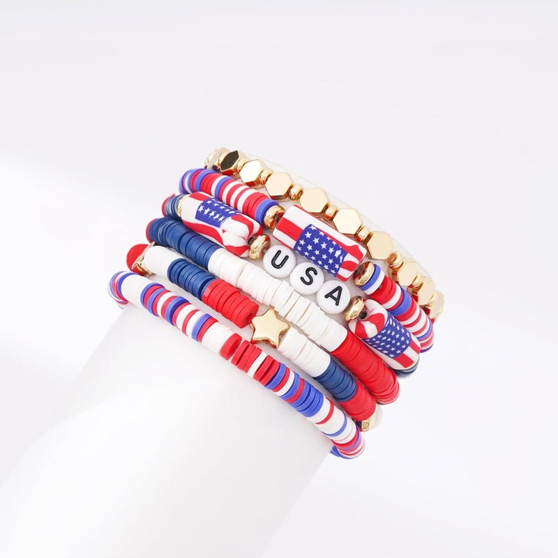 GOOJIDS Surfer Heishi Clay Bead Bracelets for Women Bohemian Stackable Gold Plated Beaded Stretch Bracelets Elastic Layering Friendship Bracelets Set Boho Jewelry - Image 2